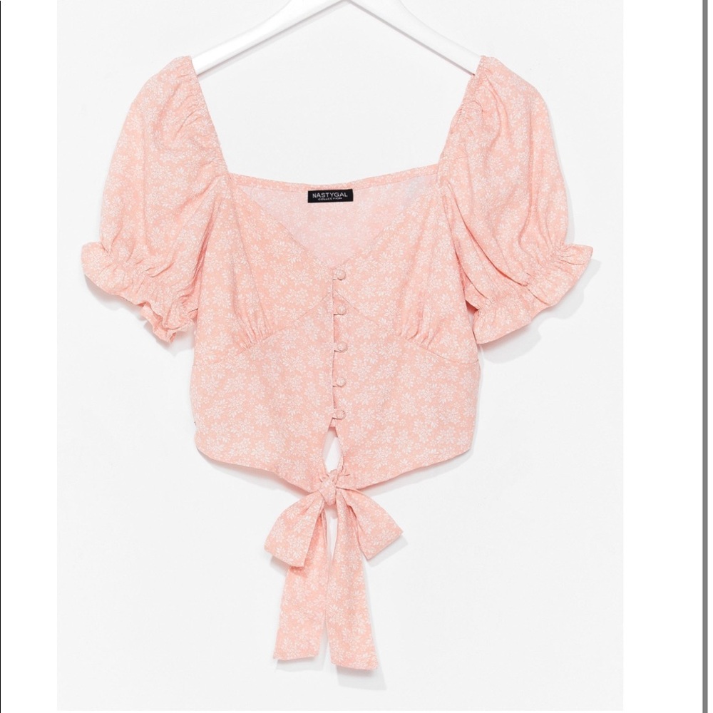 Floral Short Puff Sleeve Bustier Top